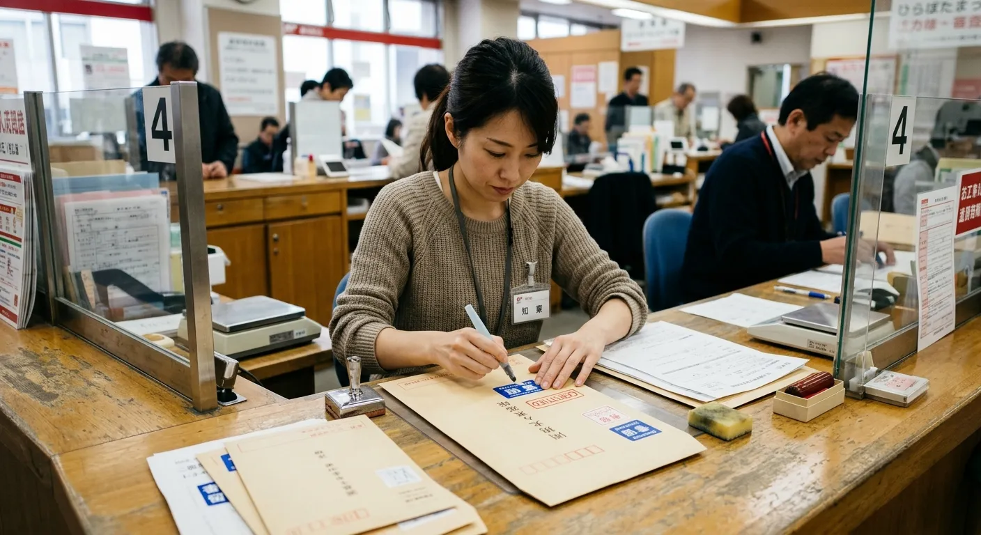 相続手続きの書類を郵送する日本人のイメージ
