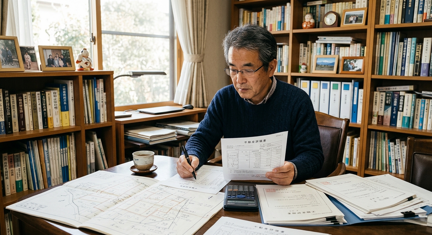 不動産の相続評価額を計算する｜路線価図と土地図面を広げる