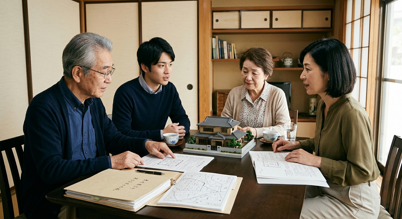 不動産相続を複数の相続人で分けるイメージ