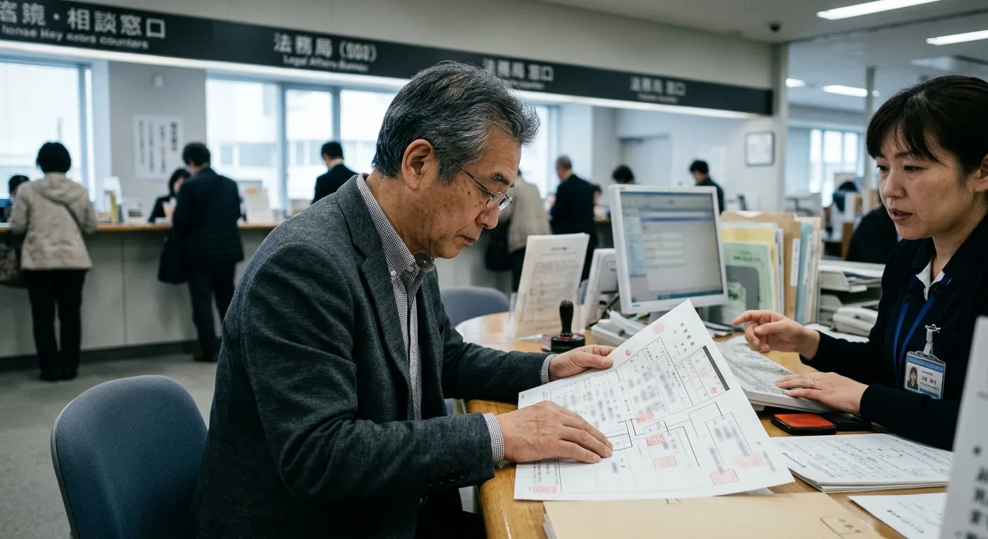 法定相続情報一覧図のサンプルを確認する日本人のイメージ