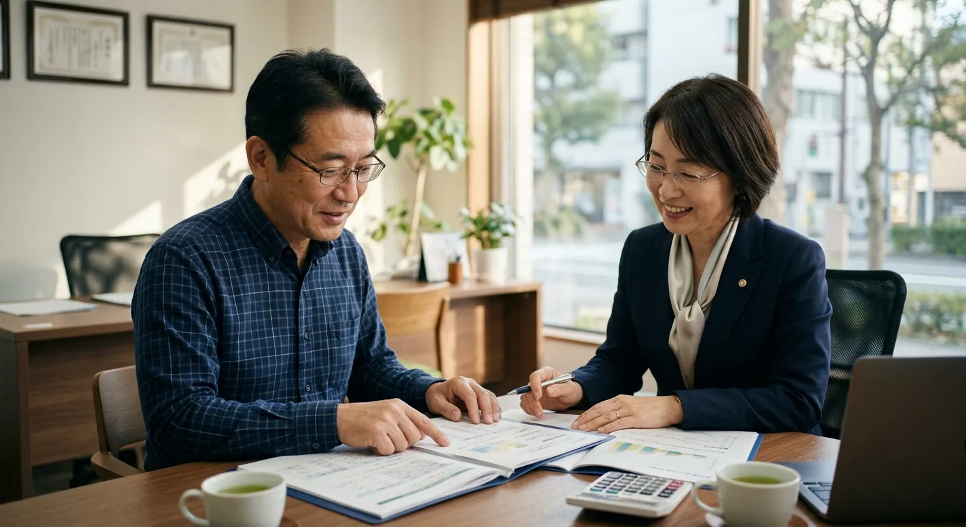 相続手続きで専門家に相談する日本人のイメージ