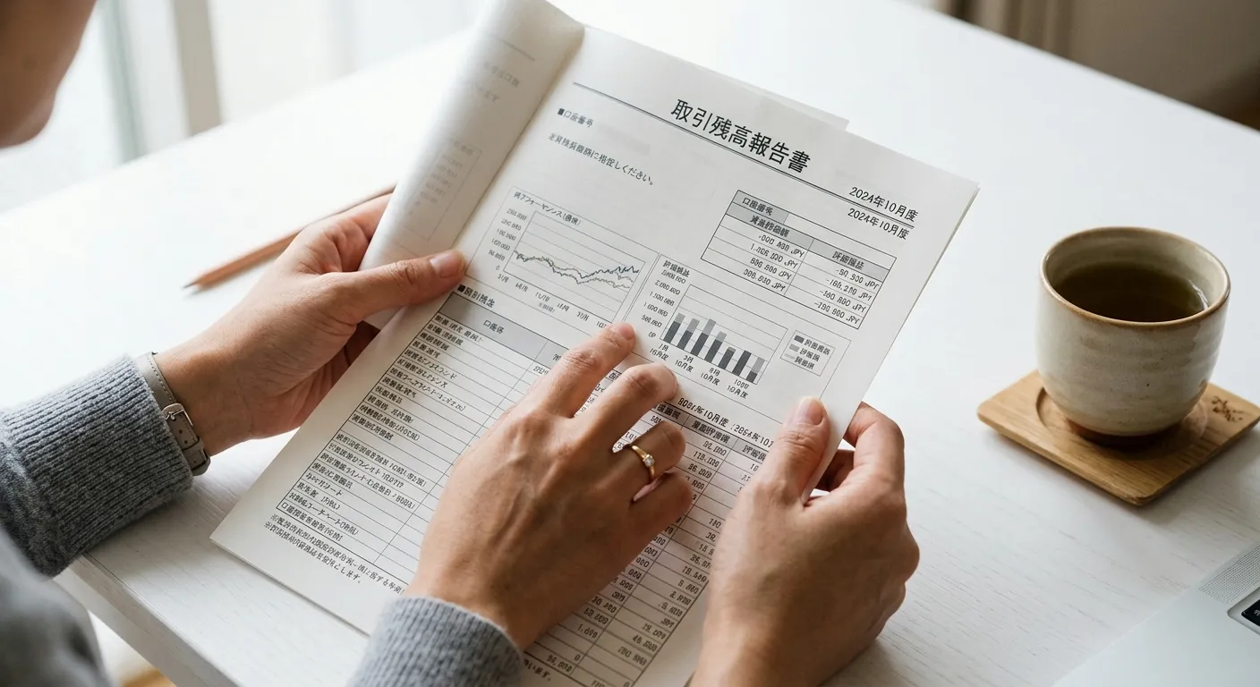 証券会社から届いた取引残高報告書を確認する