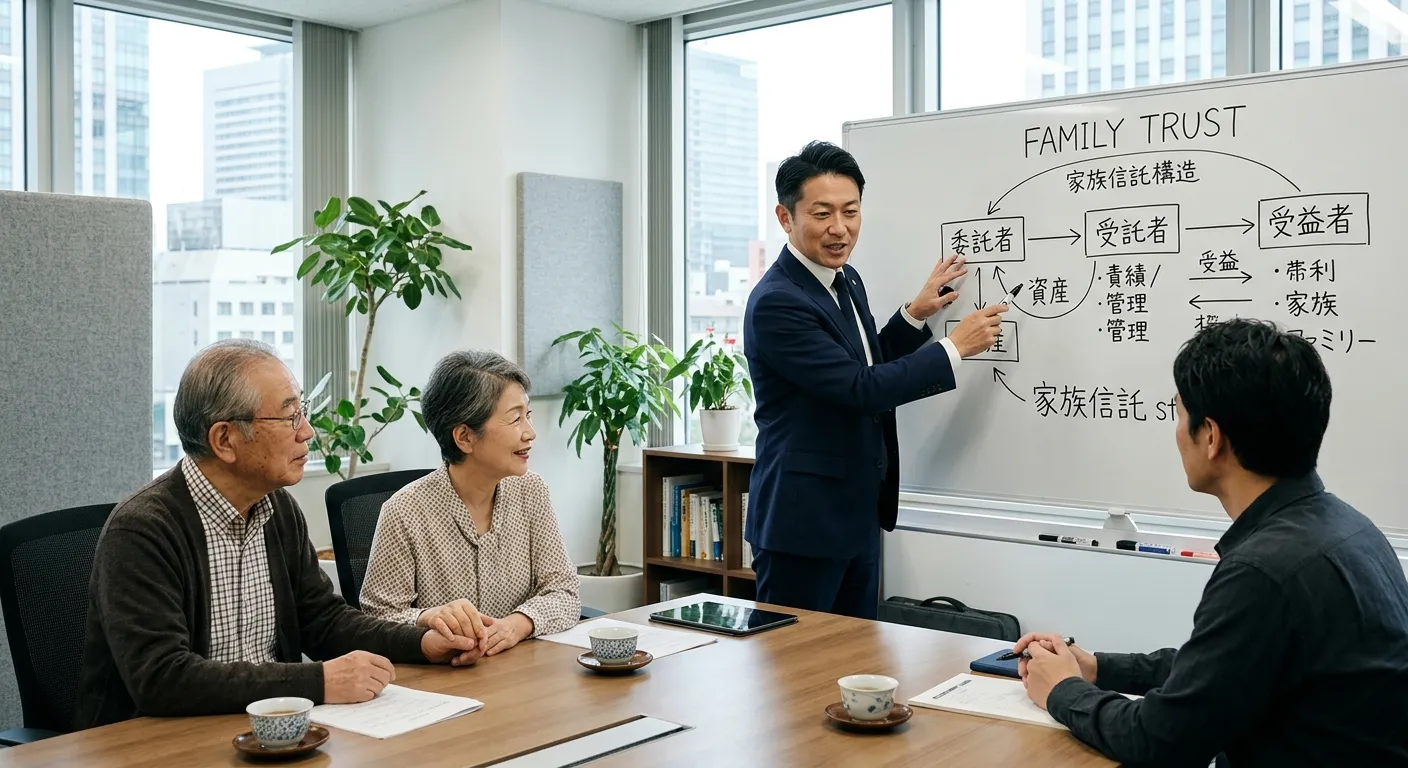 家族信託の仕組みを説明する図のイメージ