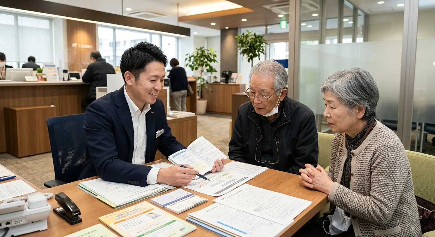 銀行員が相続手続きを説明するイメージ