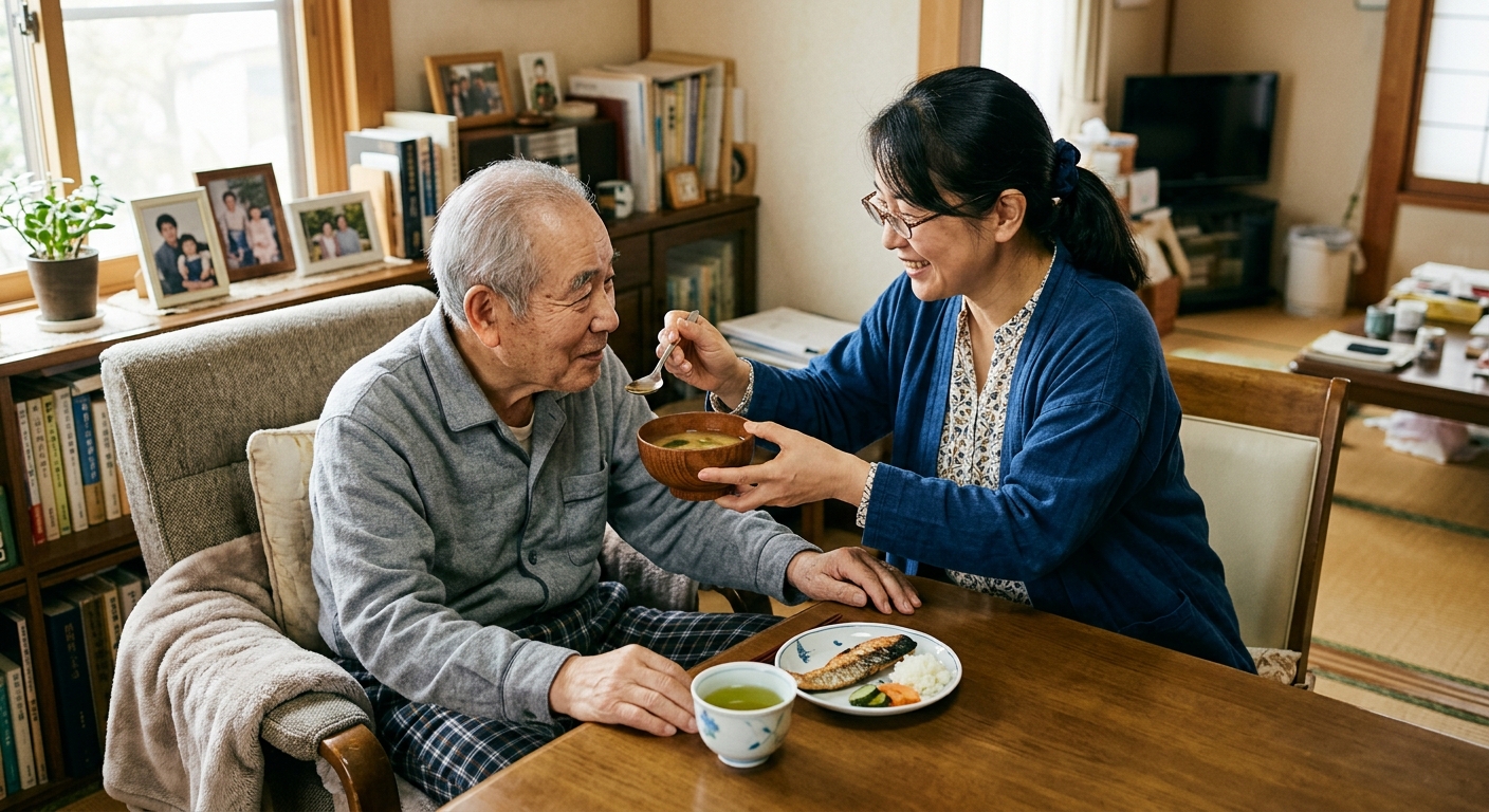 介護で親の世話をした相続人が寄与分を主張するイメージ