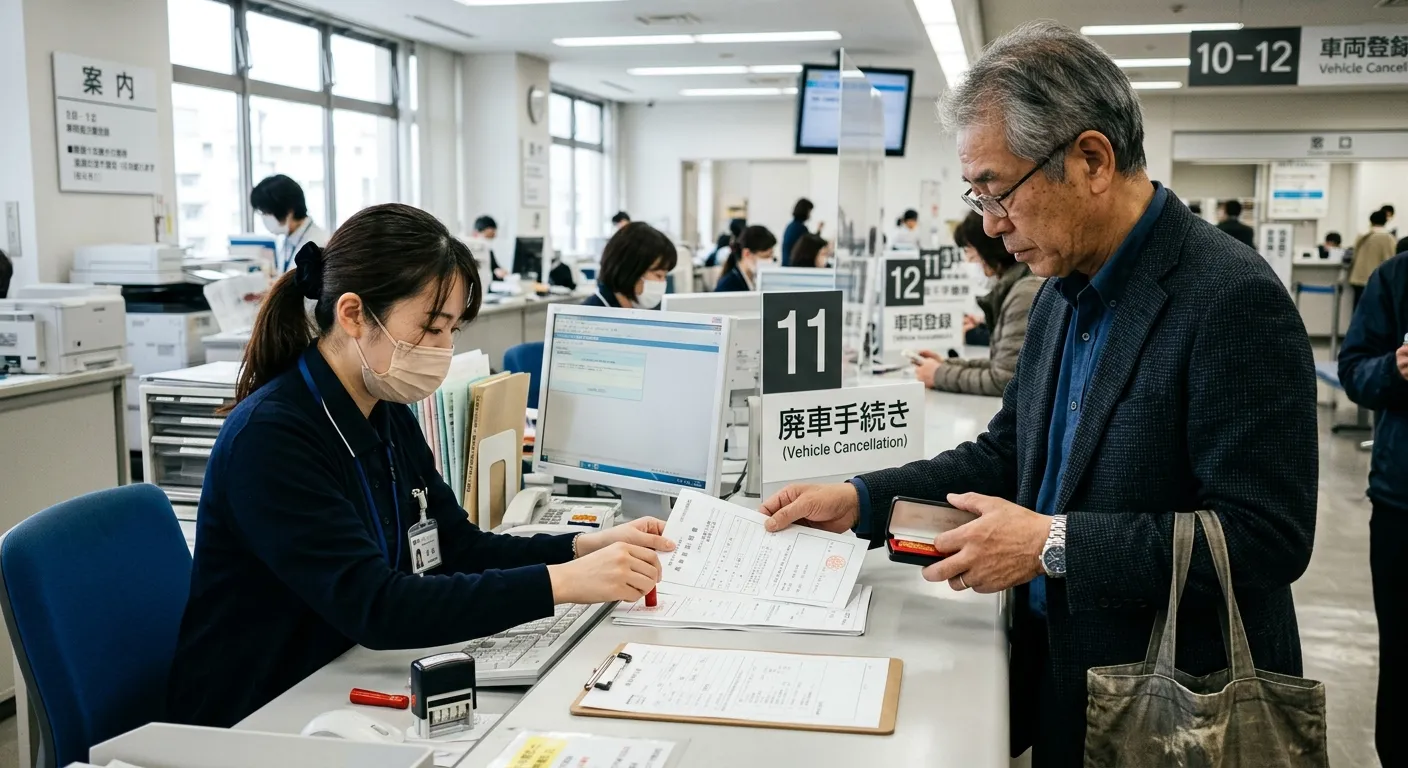 廃車手続きをする日本人のイメージ