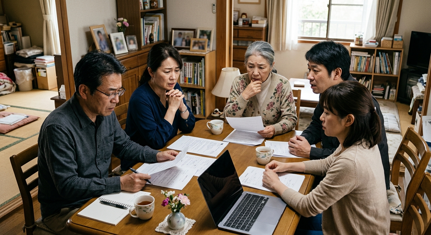 兄弟姉妹が相続について話し合うイメージ