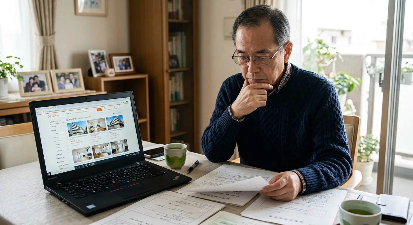 相続したマンションの売却か賃貸を検討する日本人のイメージ