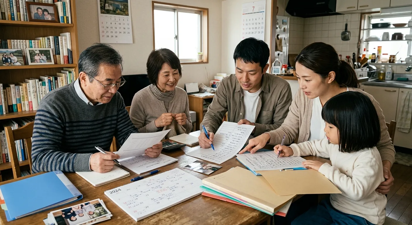 相続手続きのチェックリストを確認する日本人のイメージ