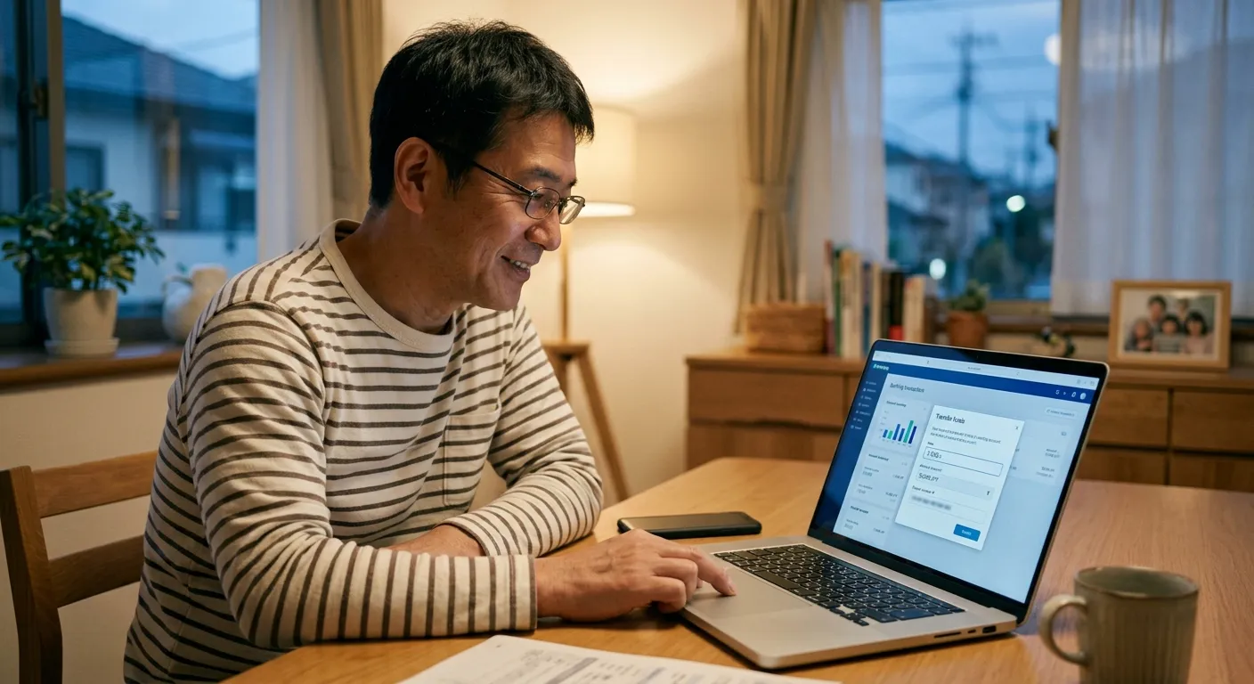 銀行振込で贈与を行う日本人のイメージ