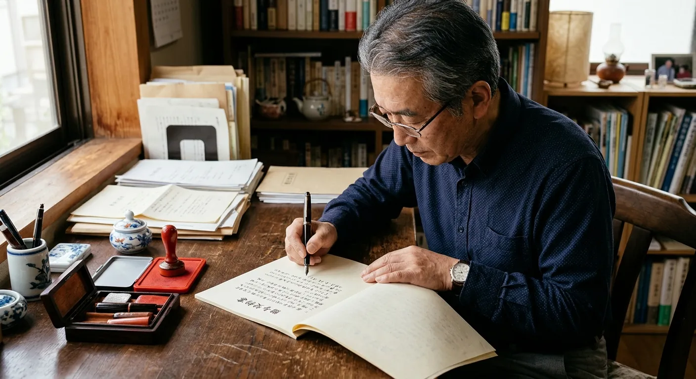 贈与契約書を作成する日本人のイメージ