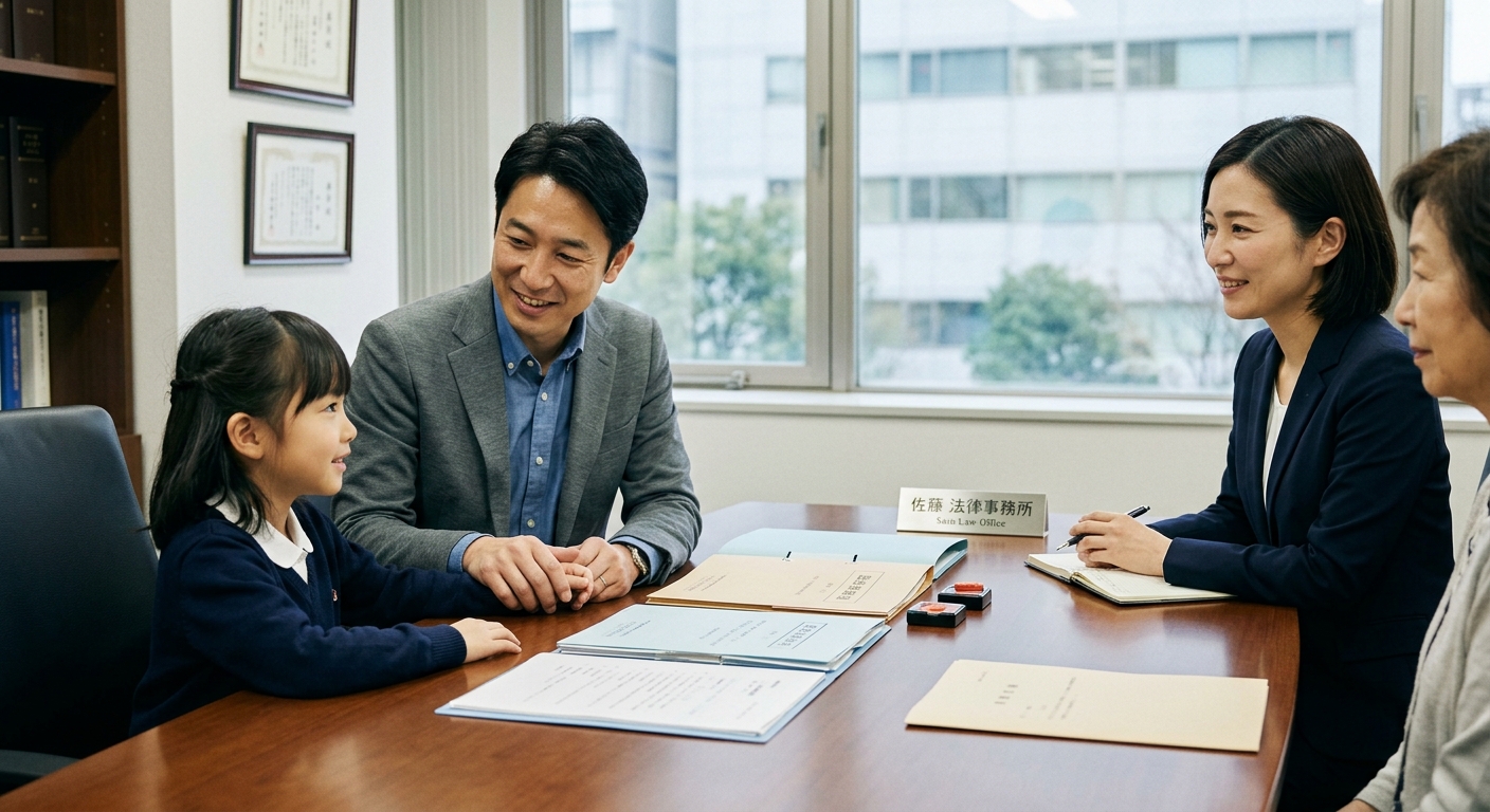 離婚後の子どもの相続権について考える家族のイメージ