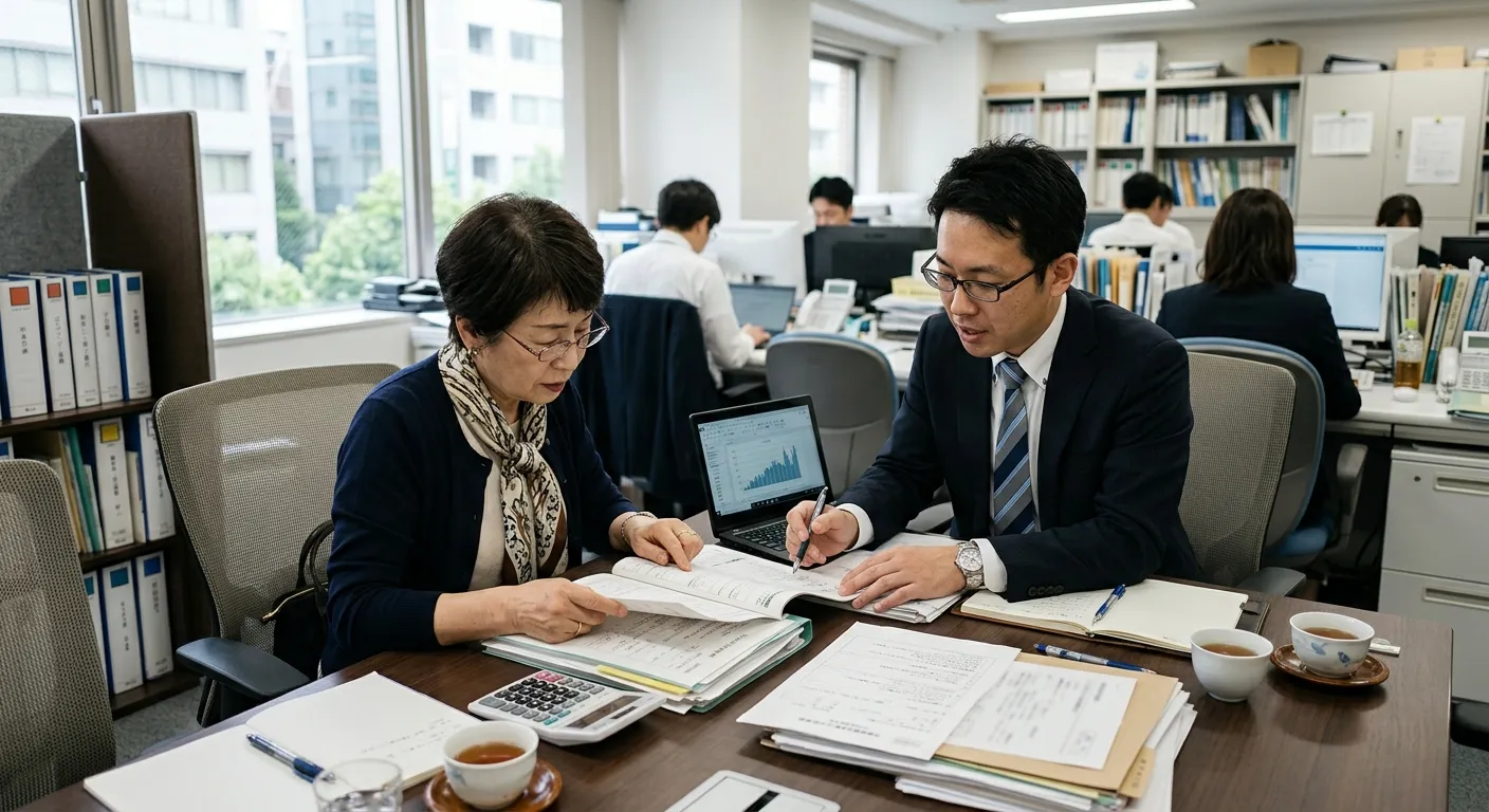 税理士と料金について相談する日本人