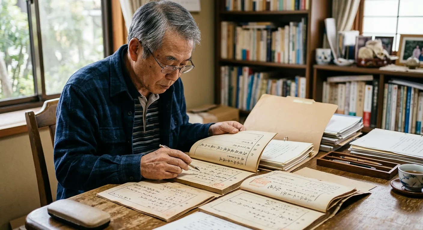戸籍謄本を確認する日本人のイメージ