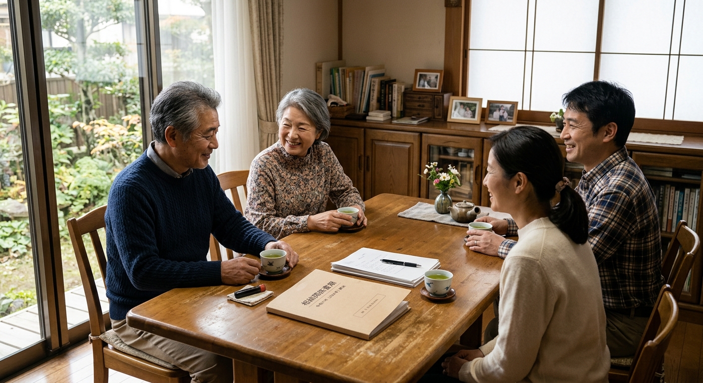 相続アシストに依頼して安心した日本人家族のイメージ