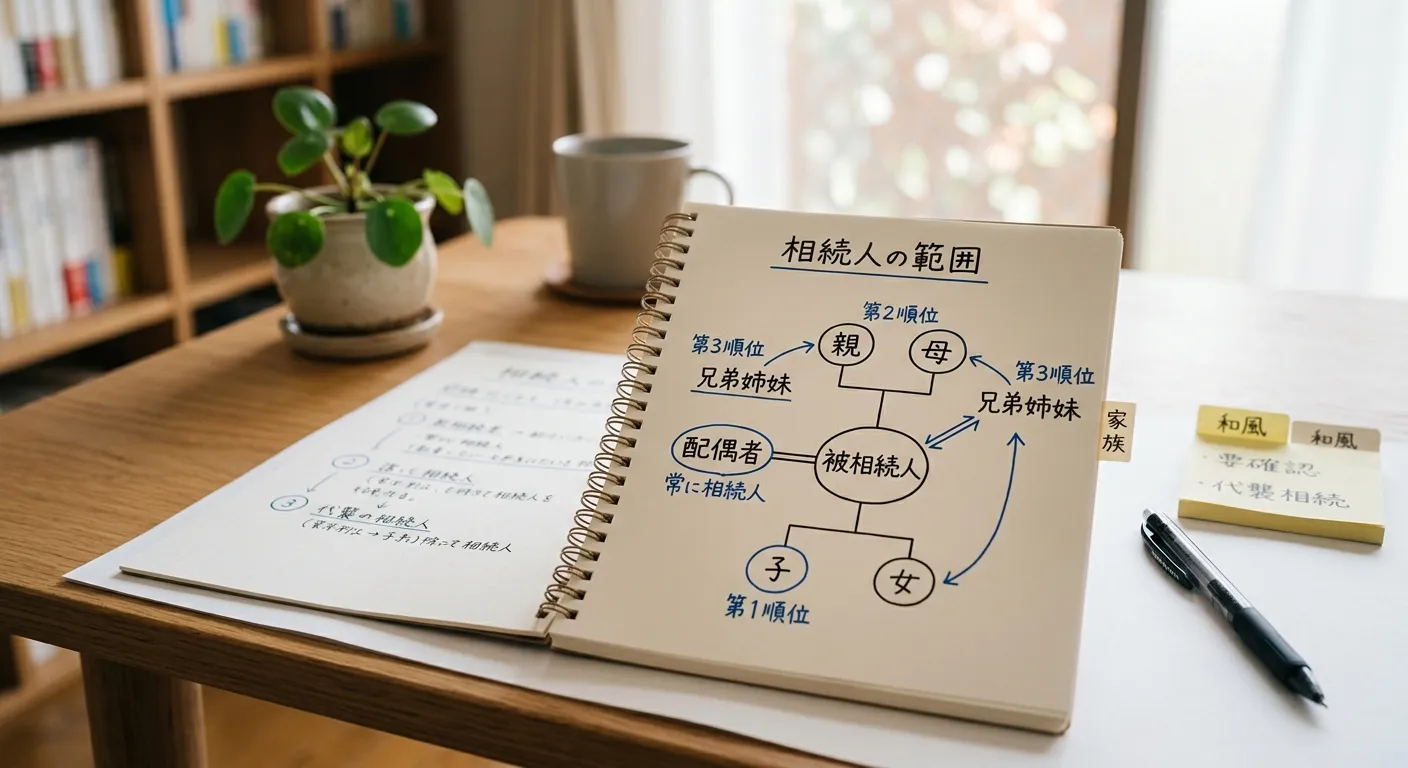 相続人の範囲を示す家系図のノート写真