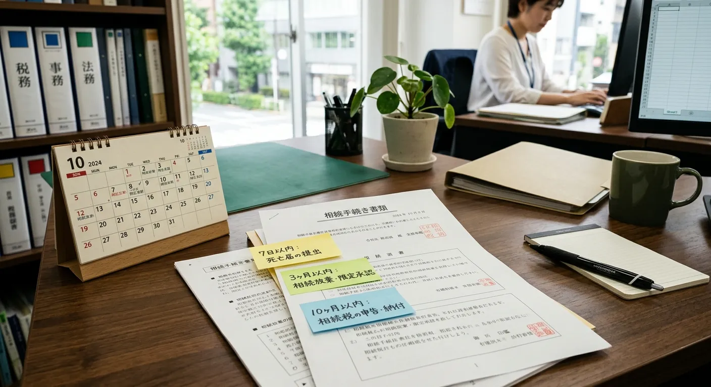 相続手続きの期限タイムライン｜7日・2週間・3ヶ月・10ヶ月