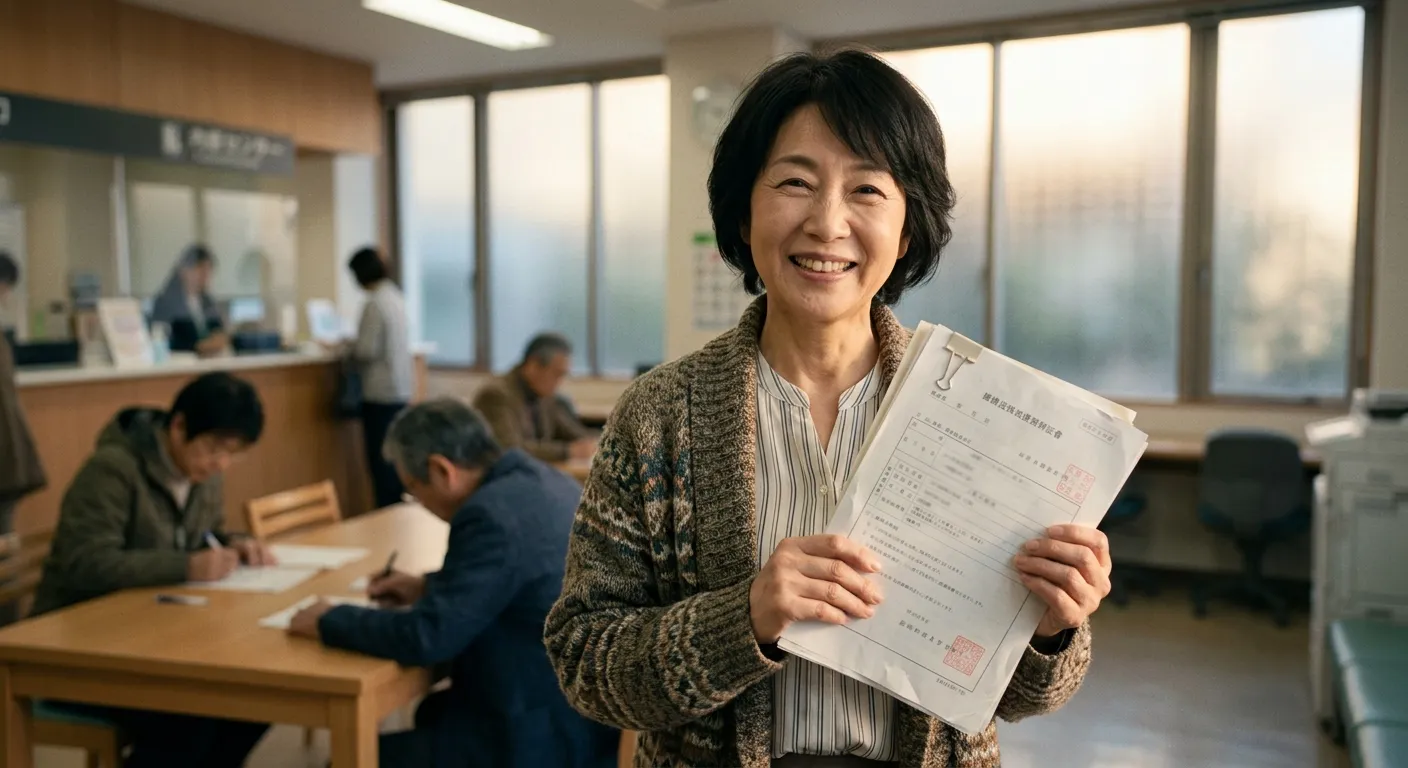 相続登記が完了して安心する日本人のイメージ