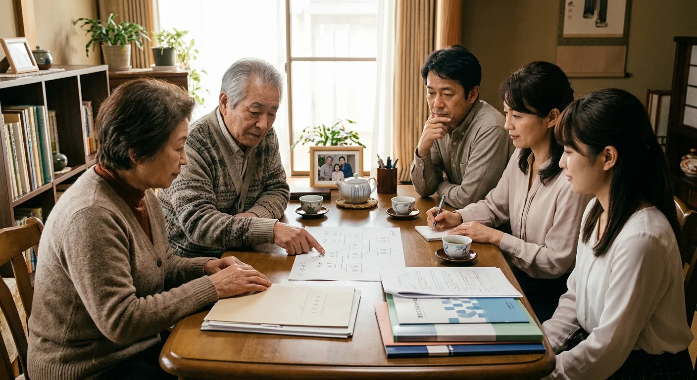 二次相続を考えて相続計画を立てる家族のイメージ