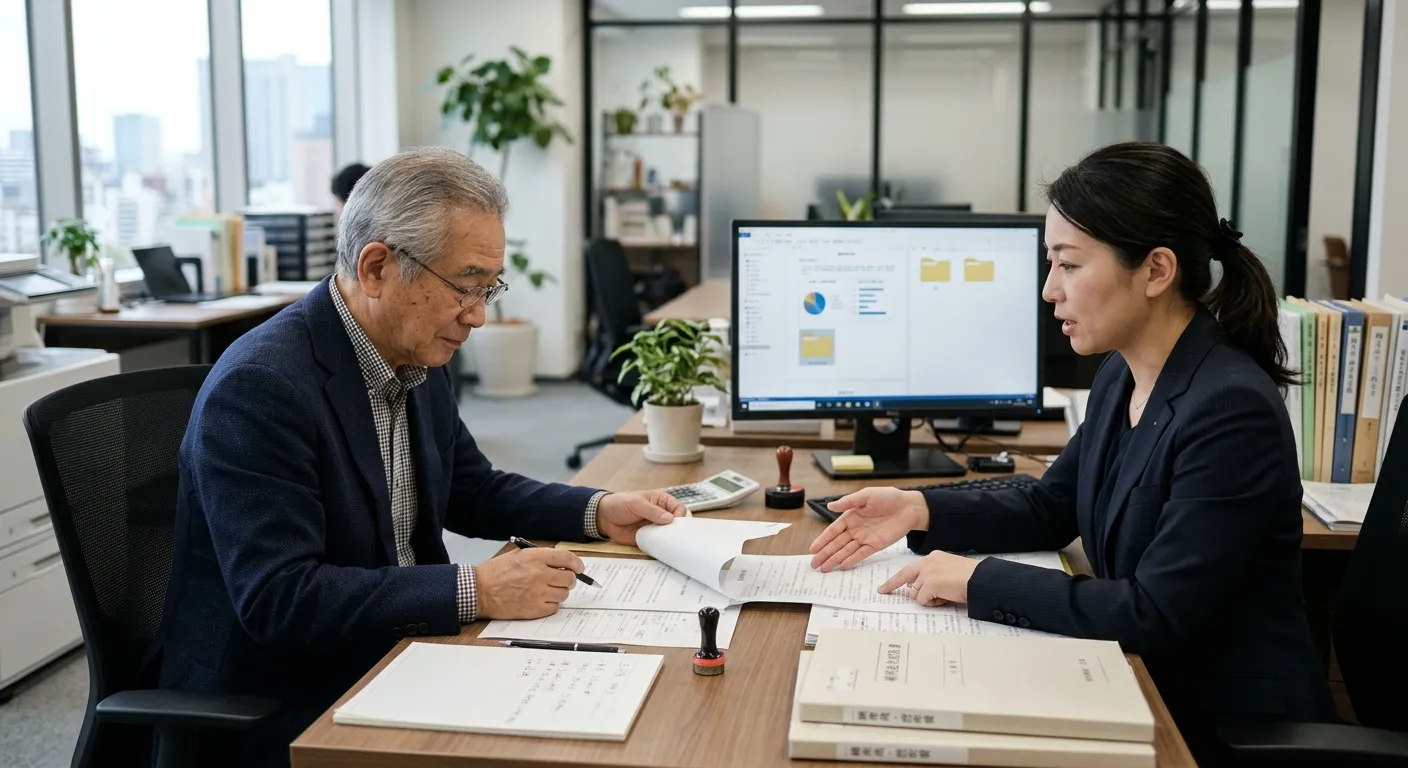 相続トラブルを予防するために専門家に相談する日本人のイメージ